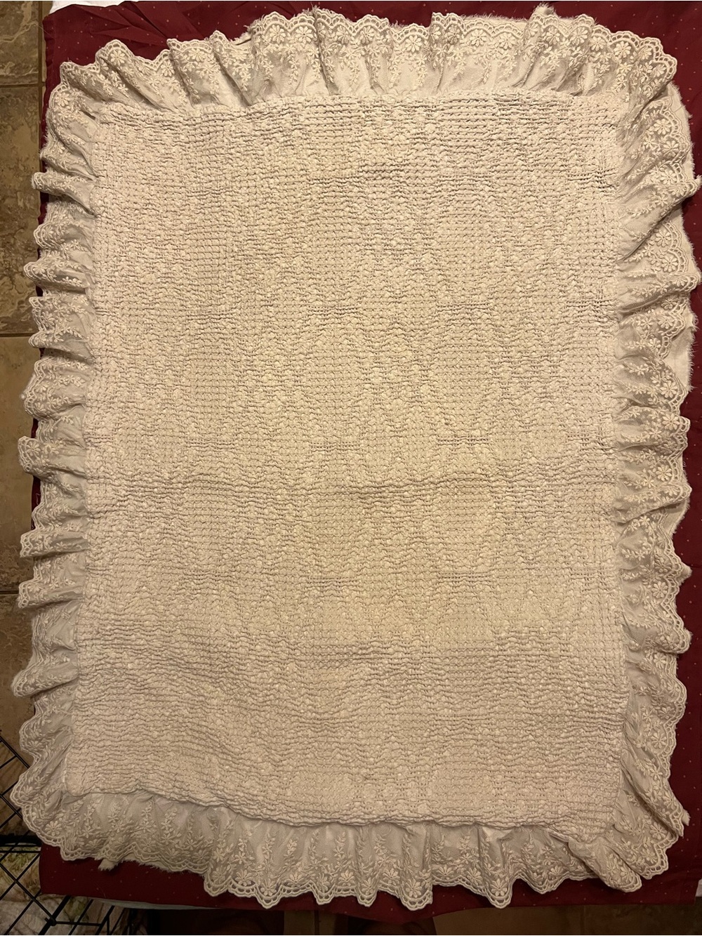 Wamsutta Vintage King Ruffled Pillow Sham Beige Cottage Farmhouse Rustic 50X60CM